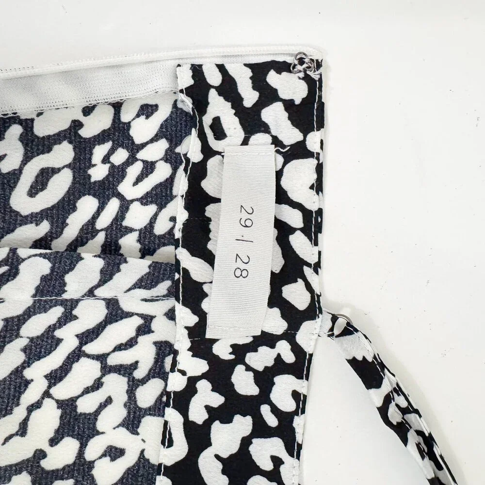 90S STYLE SATIN SLIP DRESS DRAPED COWL NECK BLACK AND WHITE LEOPARD PRINT - Picture 3 of 8